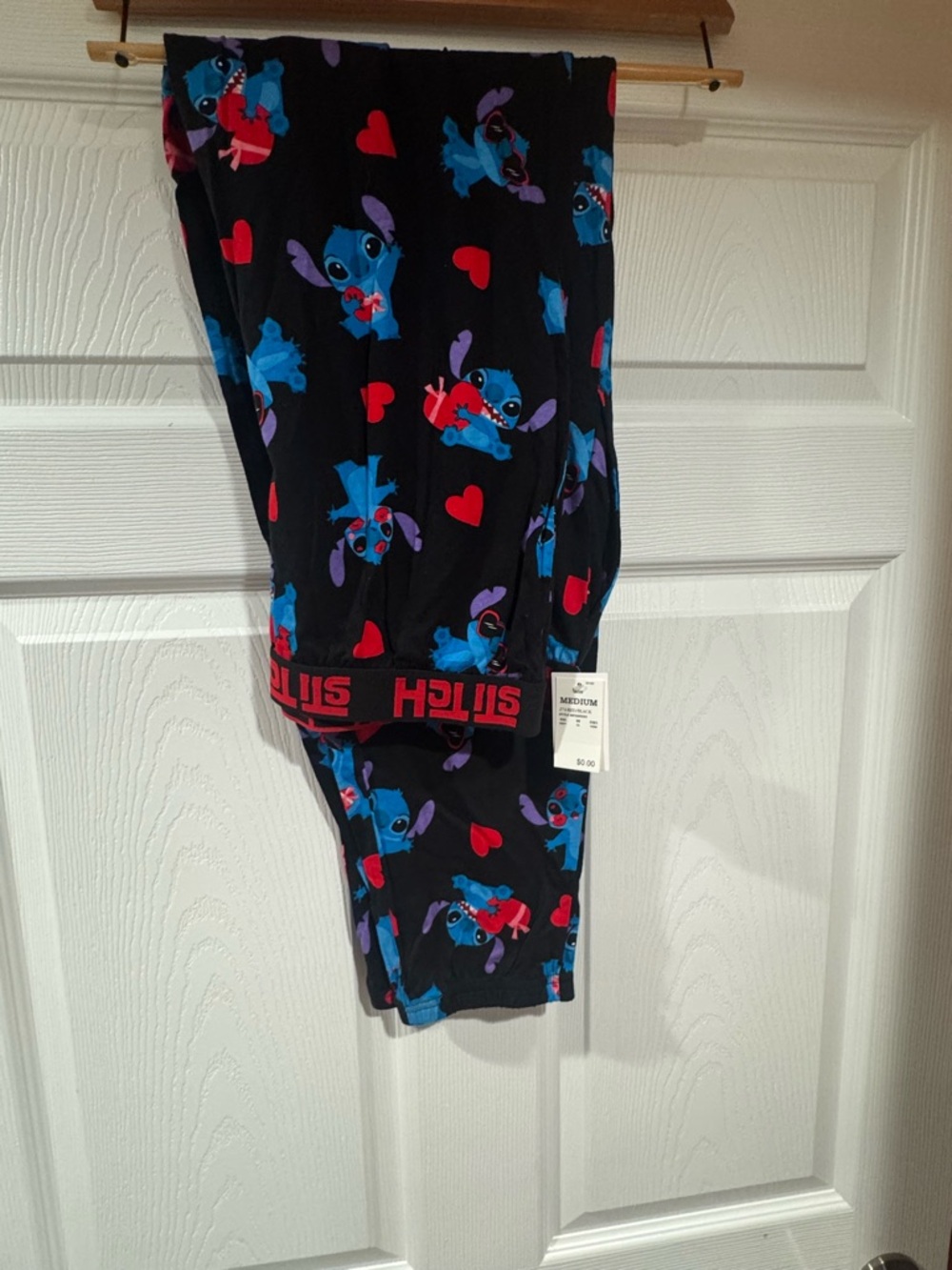 Disney Stitch Black Lounge pajama pants  with Cartoon Print Men’s sz Medium